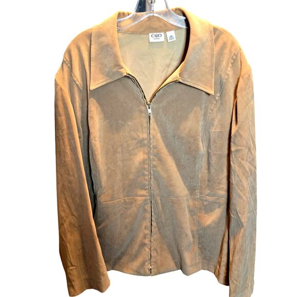 Cato 24W Tan Zipper Women's Blazer Jacket Suit Coat Plus Size 3X 3XL XXXL - Picture 1 of 6